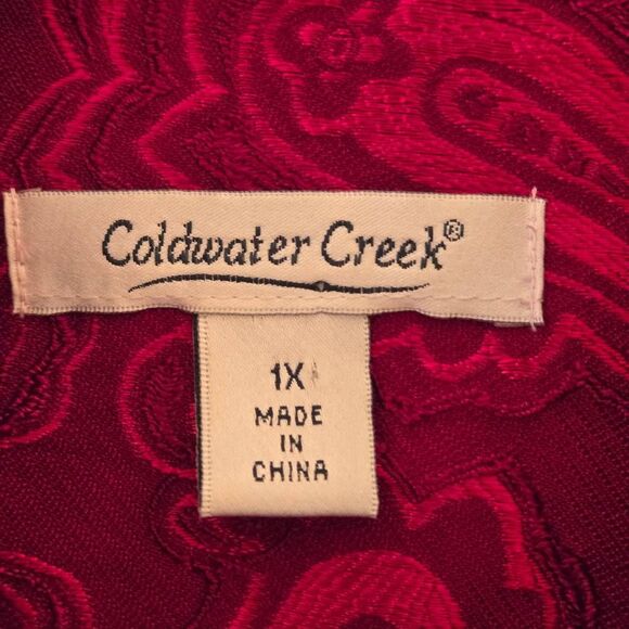 Coldwater Creek Women's Brocade Paisley Button Front Dressy Jacket Red Size 1X - Picture 3 of 11